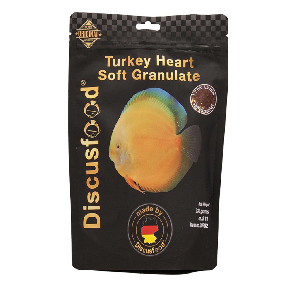 Discusfood Turkey Heart Granulate Soft 230gr  - Alimentazione Premium per Discus con Cuore di Tacchino